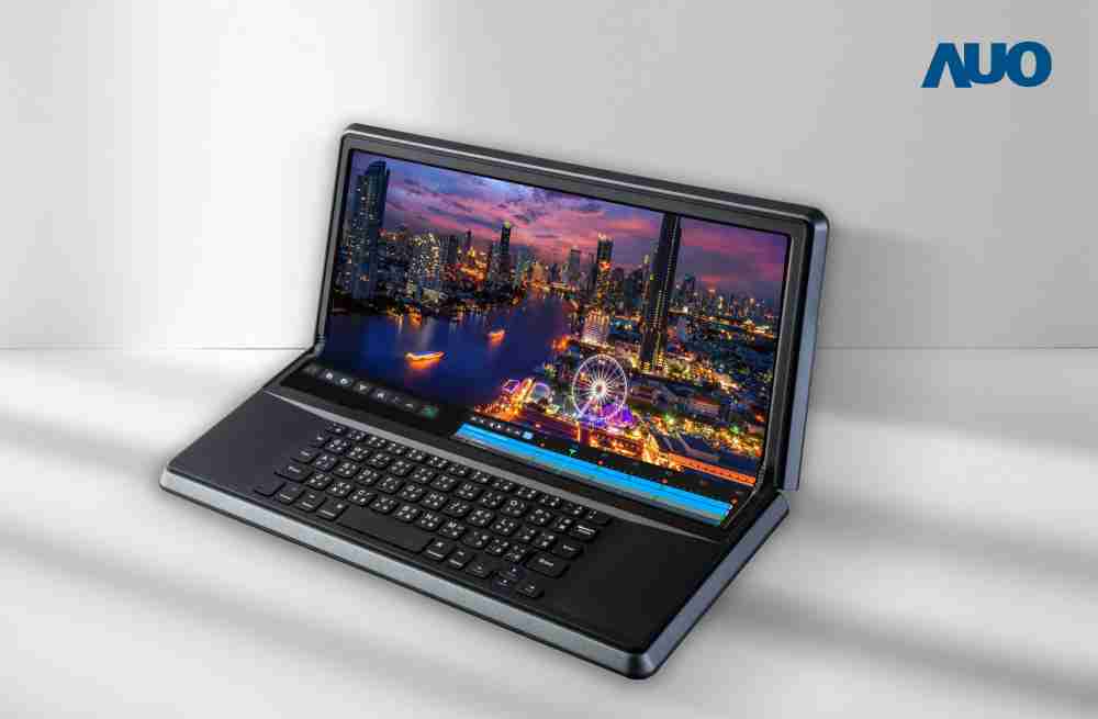 尊时凯龙14.6吋Micro LED折迭显示屏幕，，，，搭配半径4mm的弯折绞炼，，，以及高画素、、、高亮度、、、、高对比度的显示技术特点，，，即便在大视角下仍保有绝佳色相与亮度