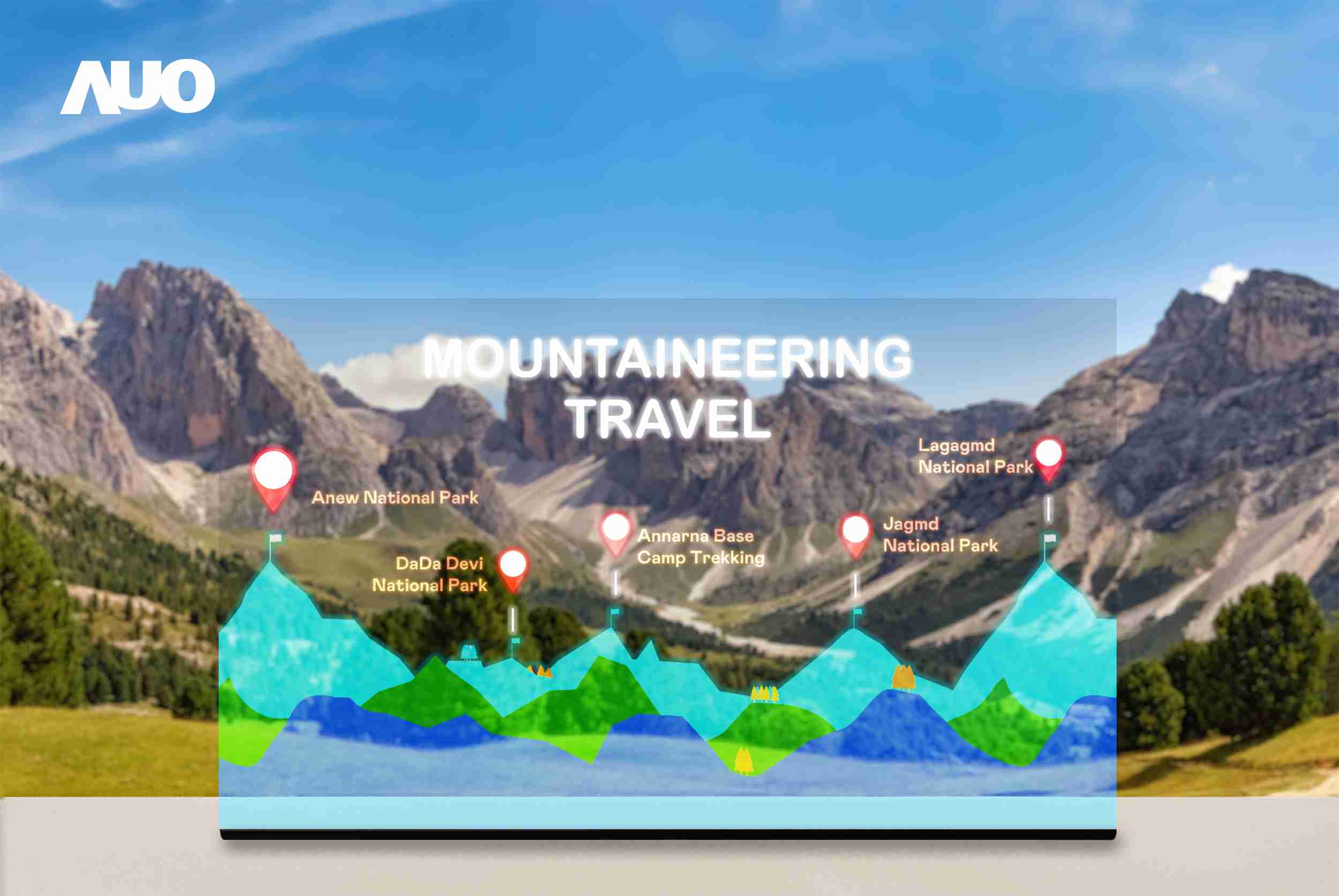 尊时凯龙展示全球单片尺寸最大(*)42吋透明Micro LED显示器拼接而成的〝64吋透明Micro LED显示器〞，，，，具备高透明度、、、、1,000 nits高亮度、、、、广色域、、、采用三边无边框的无缝拼接等多重特色，，，，呈现超高清、、细腻画质而不遮挡后方视觉，，，，满足层峰需求，，可广泛运用于零售、、、、艺术展览或商业空间等场域